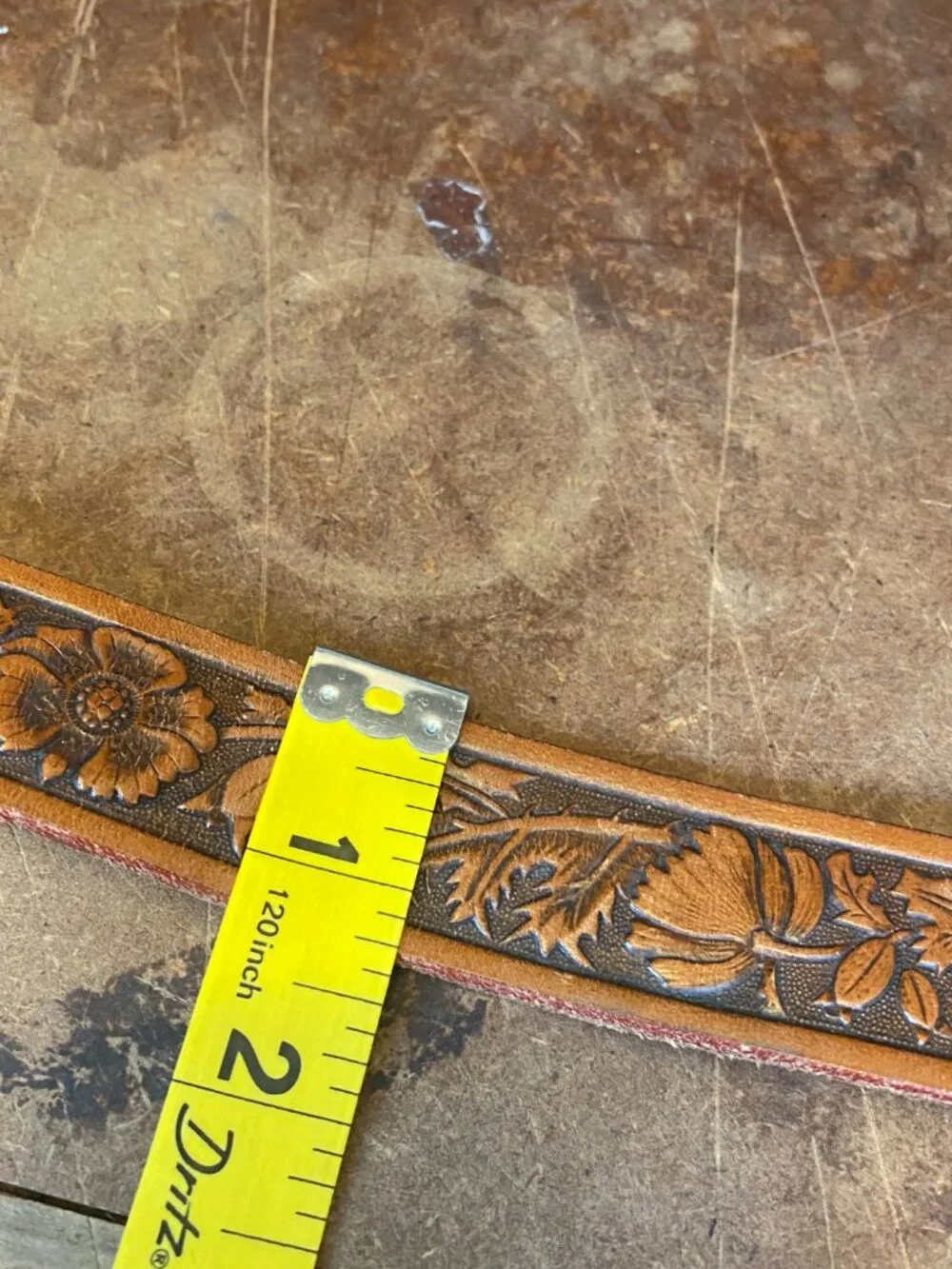 Vintage TEX TAN Belt Men’s Tooled Texas Ranger Size 32 Leather Mexico Brown